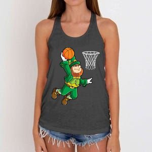 Leprechaun Basketball Dunk St Patricks Day Boy Sports Women's Knotted Racerback Tank