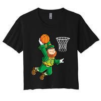 Leprechaun Basketball Dunk St Patricks Day Boy Sports Women's Crop Top Tee