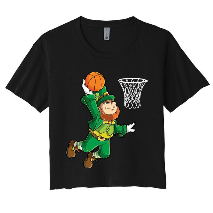 Leprechaun Basketball Dunk St Patricks Day Boy Sports Women's Crop Top Tee