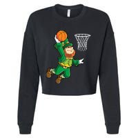 Leprechaun Basketball Dunk St Patricks Day Boy Sports Cropped Pullover Crew