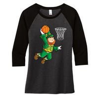 Leprechaun Basketball Dunk St Patricks Day Boy Sports Women's Tri-Blend 3/4-Sleeve Raglan Shirt