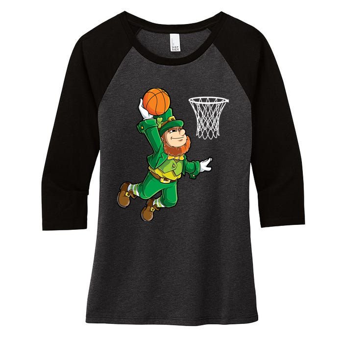 Leprechaun Basketball Dunk St Patricks Day Boy Sports Women's Tri-Blend 3/4-Sleeve Raglan Shirt