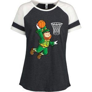 Leprechaun Basketball Dunk St Patricks Day Boy Sports Enza Ladies Jersey Colorblock Tee