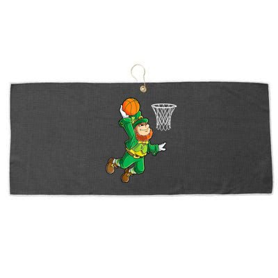 Leprechaun Basketball Dunk St Patricks Day Boys  Sports Large Microfiber Waffle Golf Towel