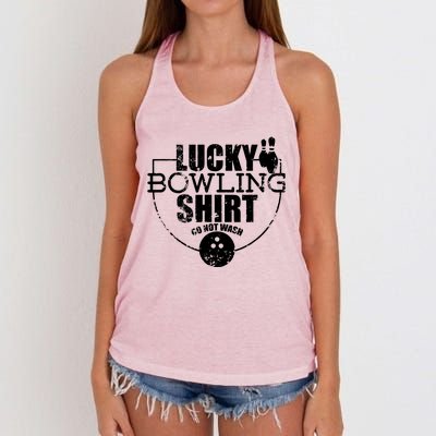 Lucky Bowling Do Not Wash Funny Quote For Bowlers Women's Knotted Racerback Tank