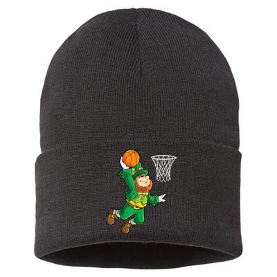 Leprechaun Basketball Dunk St Patricks Day Boys M.e.n Sports Sustainable Knit Beanie