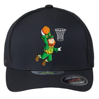 Leprechaun Basketball Dunk St Patricks Day Sports Flexfit Unipanel Trucker Cap