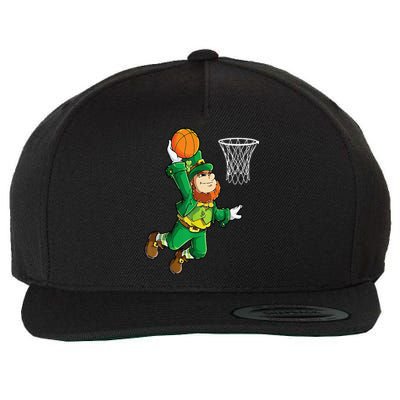 Leprechaun Basketball Dunk St Patricks Day Sports Wool Snapback Cap