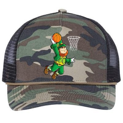 Leprechaun Basketball Dunk St Patricks Day Sports Retro Rope Trucker Hat Cap