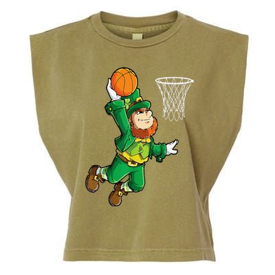 Leprechaun Basketball Dunk St Patricks Day Sports Garment-Dyed Women's Muscle Tee