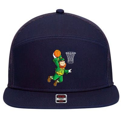 Leprechaun Basketball Dunk St Patricks Day Sports 7 Panel Mesh Trucker Snapback Hat