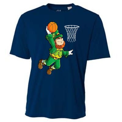 Leprechaun Basketball Dunk St Patricks Day Sports Cooling Performance Crew T-Shirt