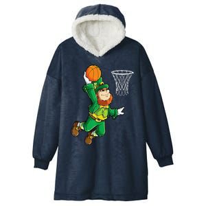 Leprechaun Basketball Dunk St Patricks Day Sports Hooded Wearable Blanket