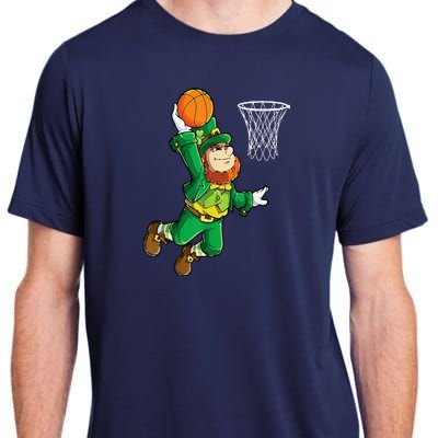 Leprechaun Basketball Dunk St Patricks Day Sports Adult ChromaSoft Performance T-Shirt