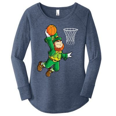 Leprechaun Basketball Dunk St Patricks Day Sports Women's Perfect Tri Tunic Long Sleeve Shirt