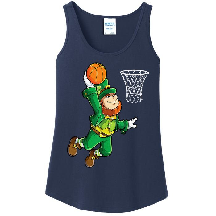 Leprechaun Basketball Dunk St Patricks Day Sports Ladies Essential Tank