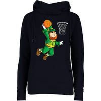 Leprechaun Basketball Dunk St Patricks Day Sports Womens Funnel Neck Pullover Hood