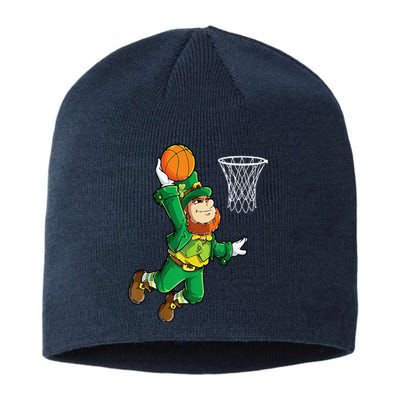 Leprechaun Basketball Dunk St Patricks Day Sports Sustainable Beanie