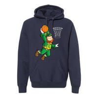 Leprechaun Basketball Dunk St Patricks Day Sports Premium Hoodie