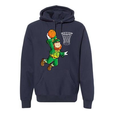 Leprechaun Basketball Dunk St Patricks Day Sports Premium Hoodie