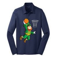 Leprechaun Basketball Dunk St Patricks Day Sports Silk Touch Performance Long Sleeve Polo