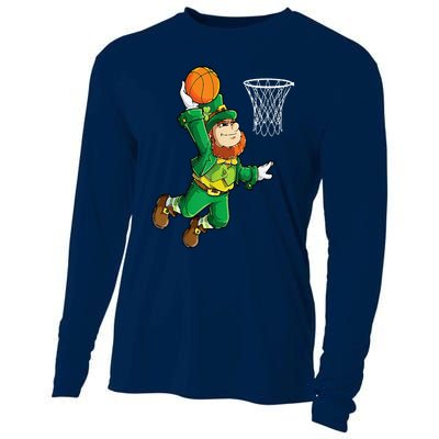 Leprechaun Basketball Dunk St Patricks Day Sports Cooling Performance Long Sleeve Crew