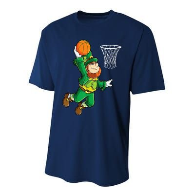 Leprechaun Basketball Dunk St Patricks Day Sports Performance Sprint T-Shirt