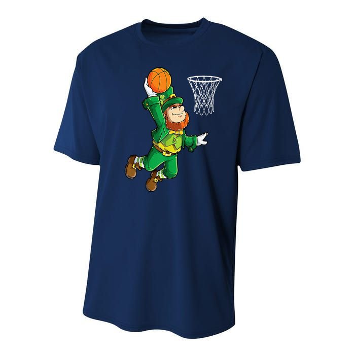 Leprechaun Basketball Dunk St Patricks Day Sports Youth Performance Sprint T-Shirt