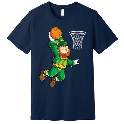 Leprechaun Basketball Dunk St Patricks Day Sports Premium T-Shirt