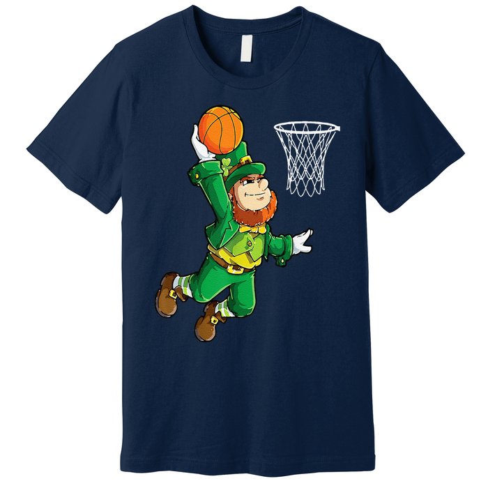 Leprechaun Basketball Dunk St Patricks Day Sports Premium T-Shirt