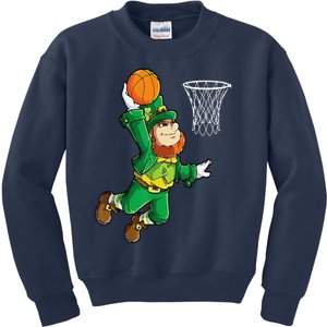 Leprechaun Basketball Dunk St Patricks Day Sports Kids Sweatshirt