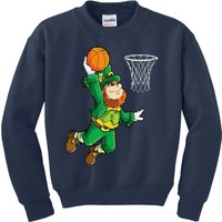 Leprechaun Basketball Dunk St Patricks Day Sports Kids Sweatshirt