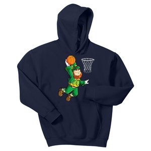 Leprechaun Basketball Dunk St Patricks Day Sports Kids Hoodie