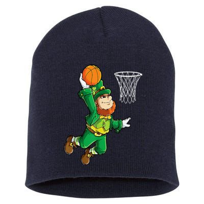 Leprechaun Basketball Dunk St Patricks Day Sports Short Acrylic Beanie