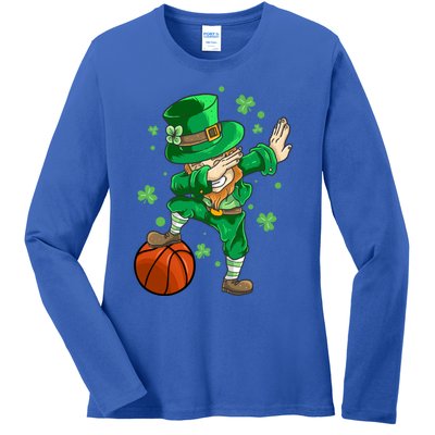 Leprechaun Basketball Dab St Patrick's Day Dabbing Funny Gift Ladies Long Sleeve Shirt