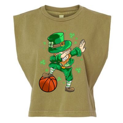 Leprechaun Basketball Dab St Patrick's Day Dabbing Funny Gift Garment-Dyed Women's Muscle Tee