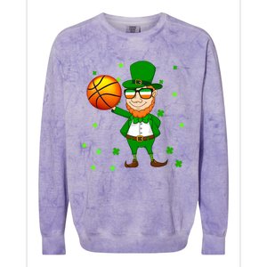 Leprechaun Basketball Dunk St Patricks Day Sports Meaningful Gift Colorblast Crewneck Sweatshirt