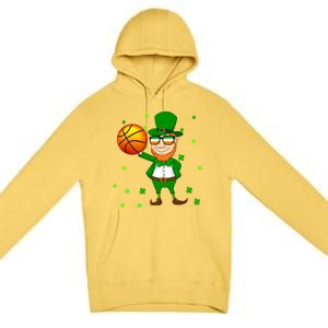 Leprechaun Basketball Dunk St Patricks Day Sports Meaningful Gift Premium Pullover Hoodie