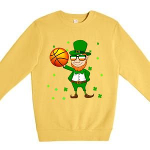 Leprechaun Basketball Dunk St Patricks Day Sports Meaningful Gift Premium Crewneck Sweatshirt