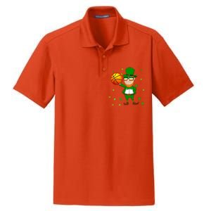 Leprechaun Basketball Dunk St Patricks Day Sports Meaningful Gift Dry Zone Grid Polo