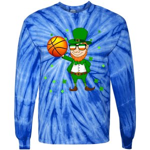 Leprechaun Basketball Dunk St Patricks Day Sports Meaningful Gift Tie-Dye Long Sleeve Shirt