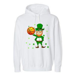 Leprechaun Basketball Dunk St Patricks Day Sports Meaningful Gift Garment-Dyed Fleece Hoodie