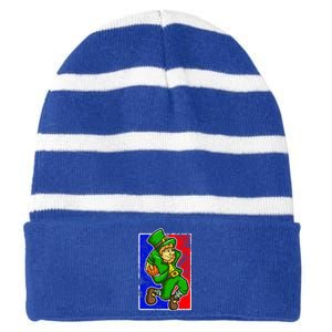 Leprechaun Basketball Dunk St Patricks Day Sports Gift Striped Beanie with Solid Band