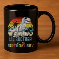Lil Brother Dinosaur Of The Birthday Matching Family 11oz C Handle Ceramic Mug