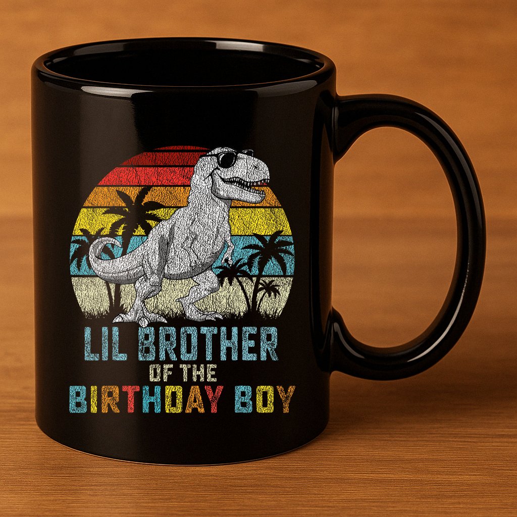 Lil Brother Dinosaur Of The Birthday Matching Family 11oz C Handle Ceramic Mug