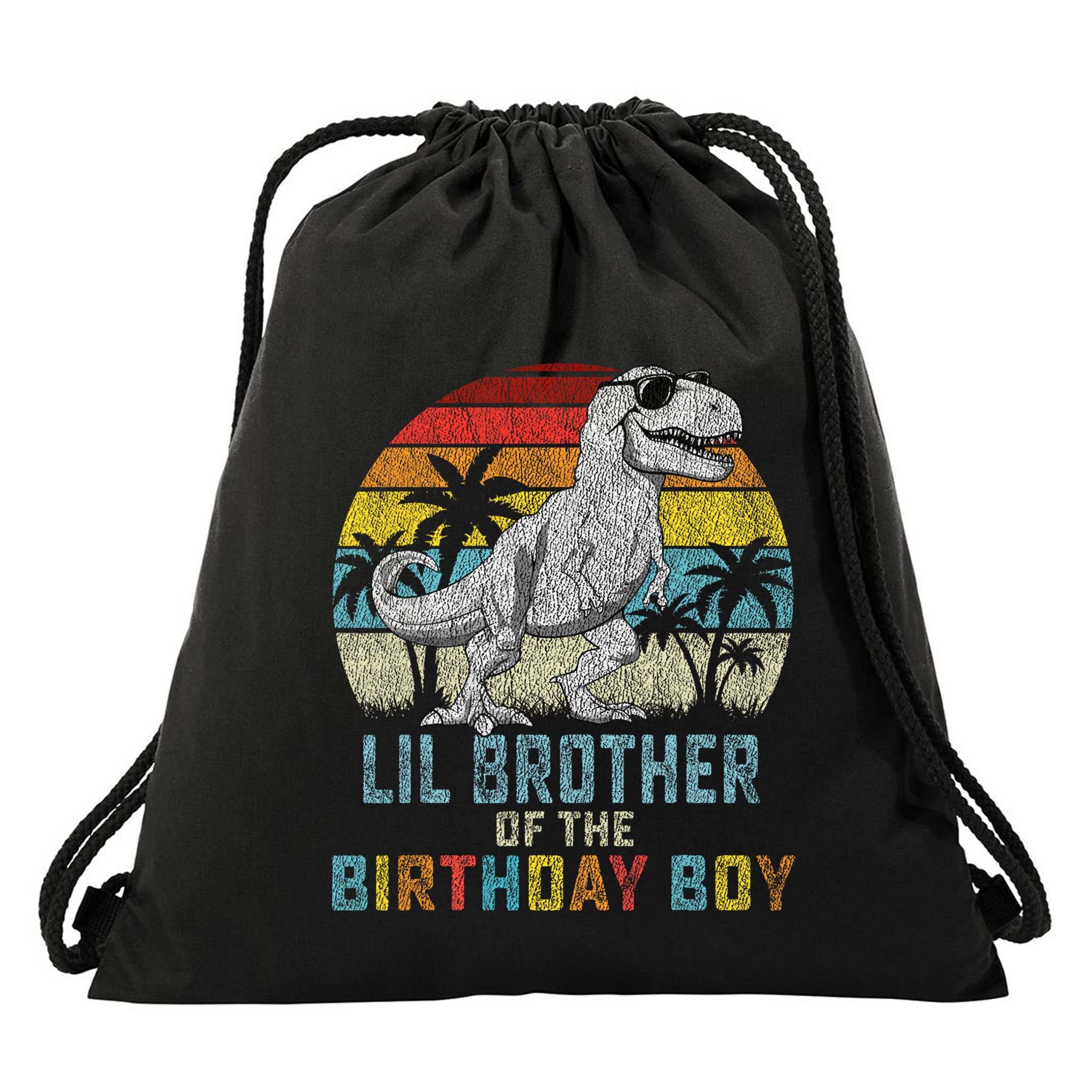 Lil Brother Dinosaur Of The Birthday Matching Family Drawstring Bag