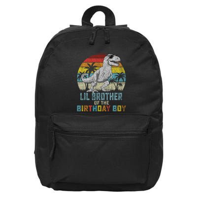 Lil Brother Dinosaur Of The Birthday Matching Family 16 in Basic Backpack