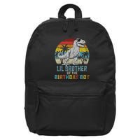 Lil Brother Dinosaur Of The Birthday Matching Family 16 in Basic Backpack