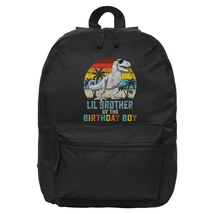 Lil Brother Dinosaur Of The Birthday Matching Family 16 in Basic Backpack