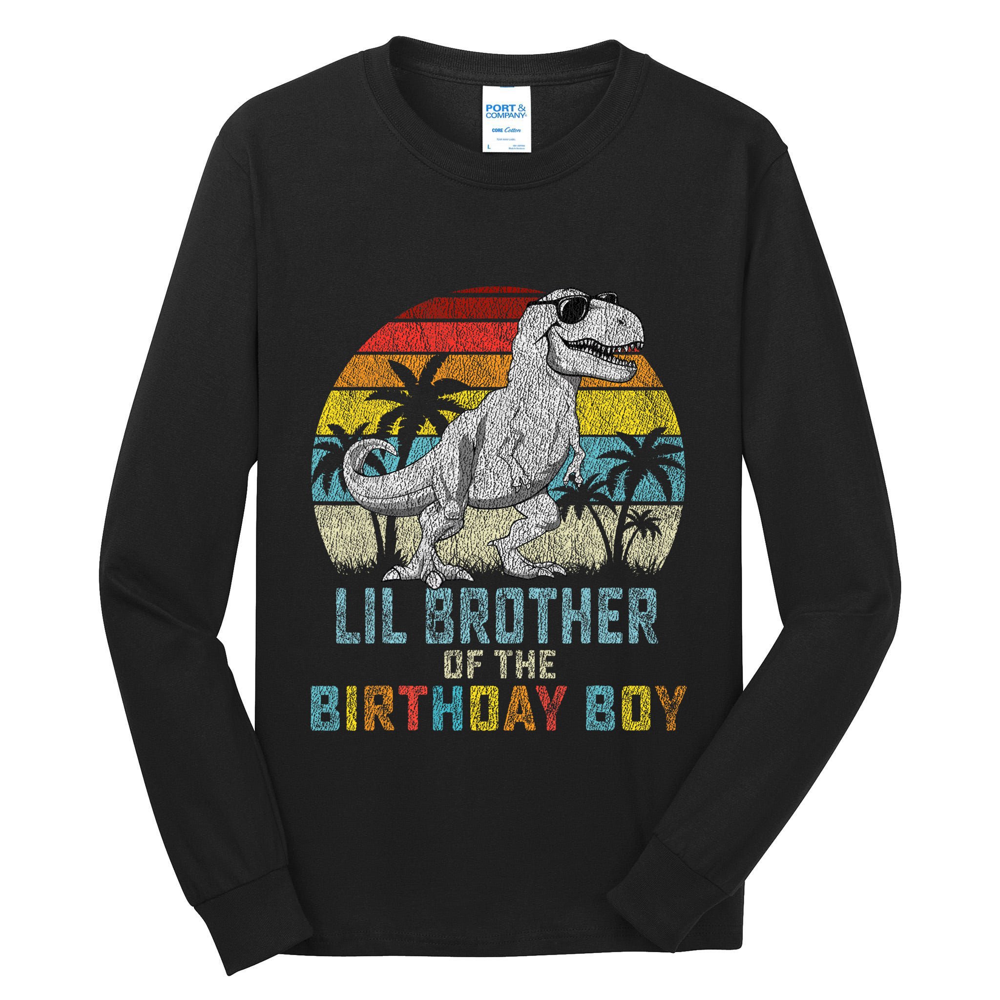 Lil Brother Dinosaur Of The Birthday Matching Family Tall Long Sleeve T-Shirt